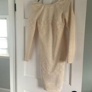 Kardashian Kollection White Bodycon Gold Dress Long Sleeve